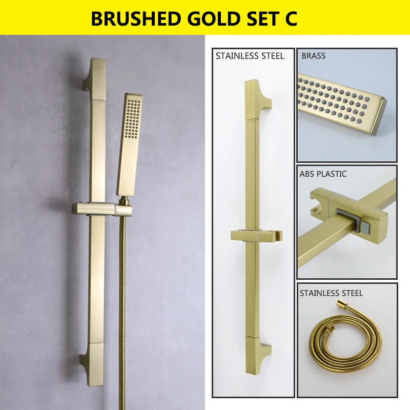Slide Bar Hand Shower Brushed Matt Gold Functions