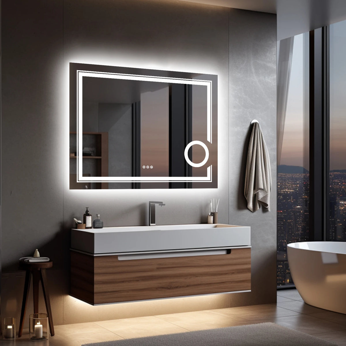 Luvodi Led Mirror Bathroom Wall Mounted Magnifying Mirror