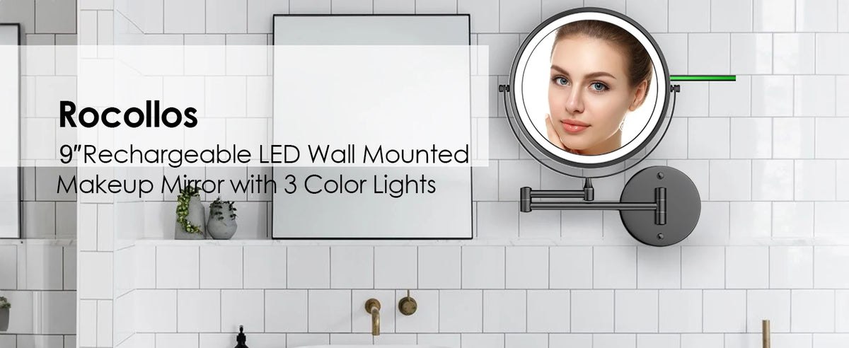 Touch Led Folding Bathroom Mirrors Double Face 5x