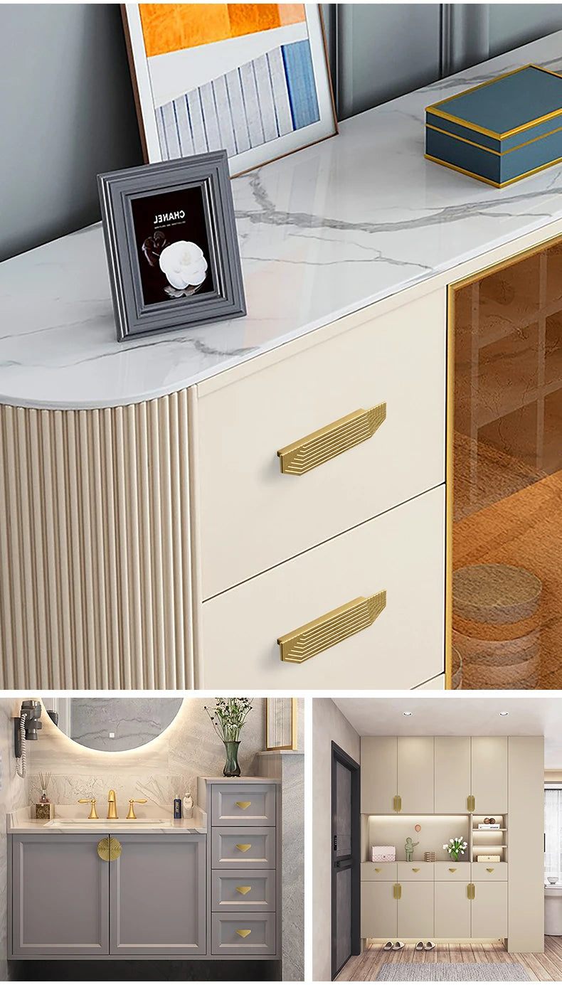 Brushed Brass Gold Drawer Small Handle Half Moon