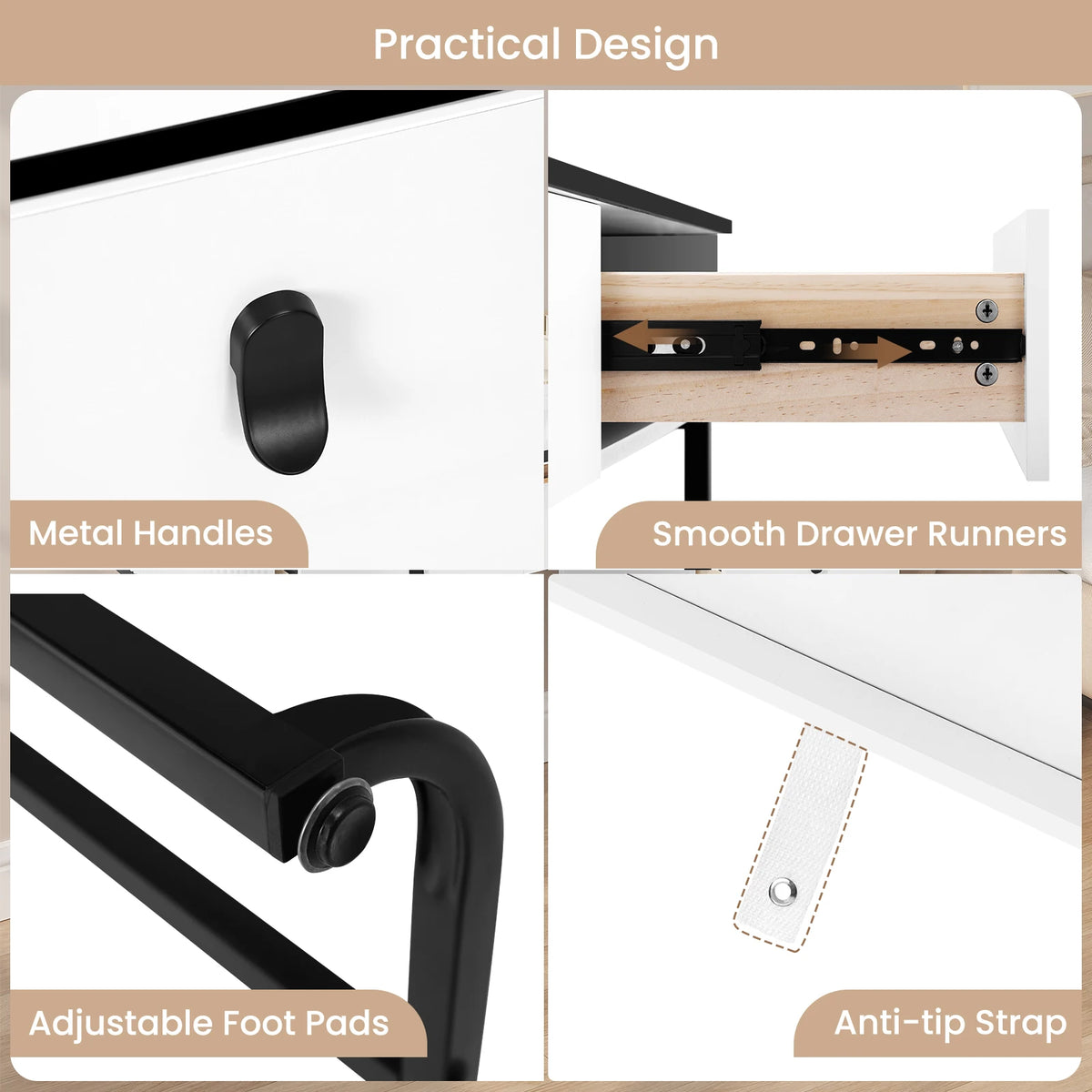 Woltu Dressing Table Led Lighting Mobile Mirror Girls