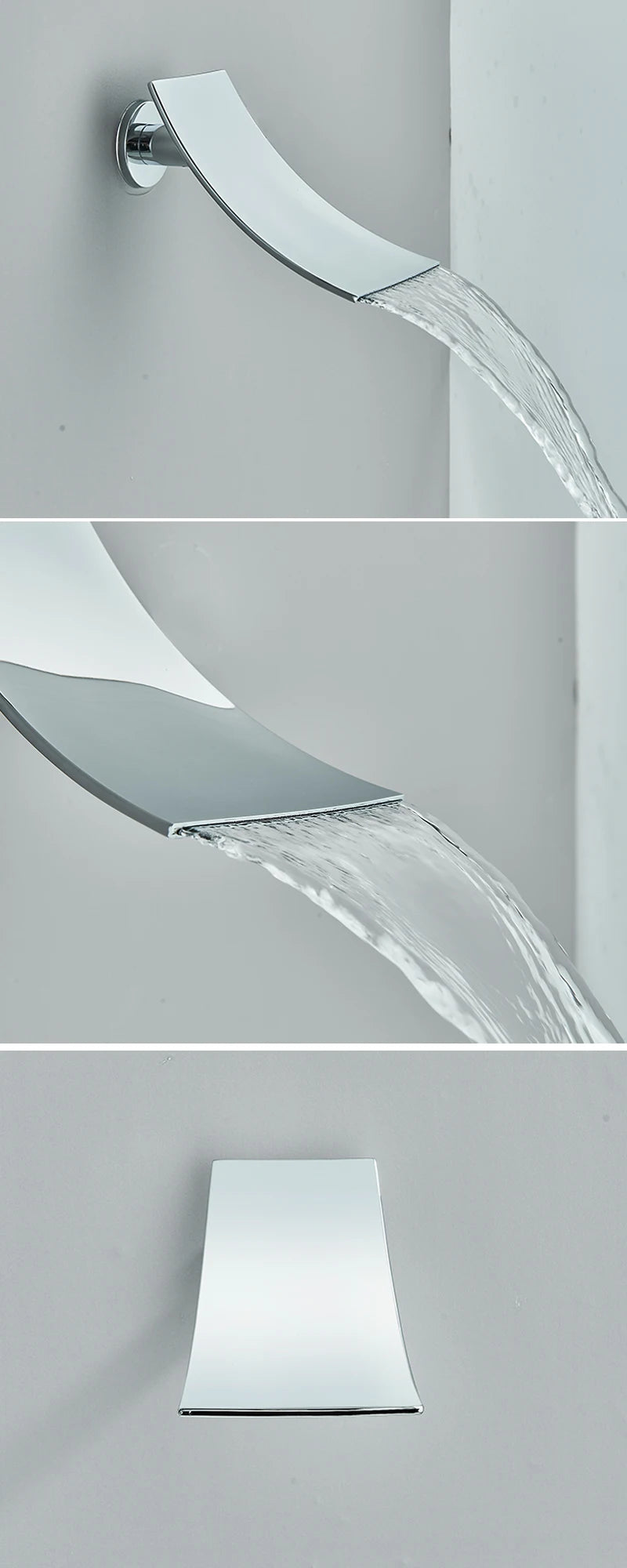 Chrome Concealed Bathroom Rain Waterfall Shower Faucets Wall