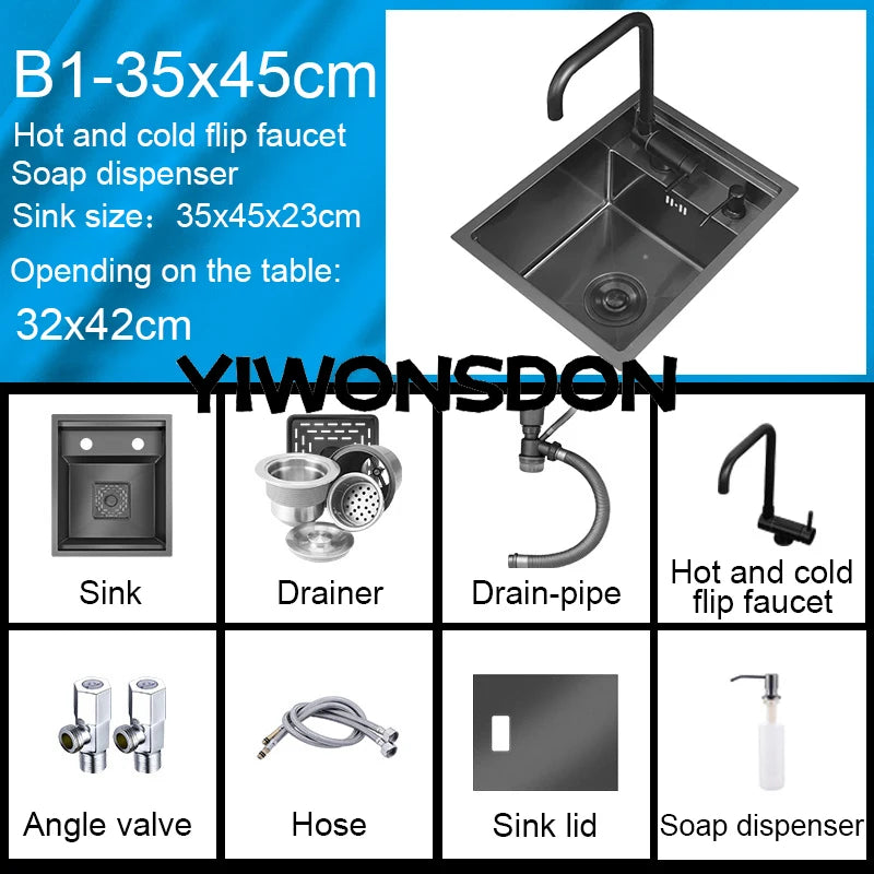 Nano Hidden Bar Sink Black Folding Faucet Mini