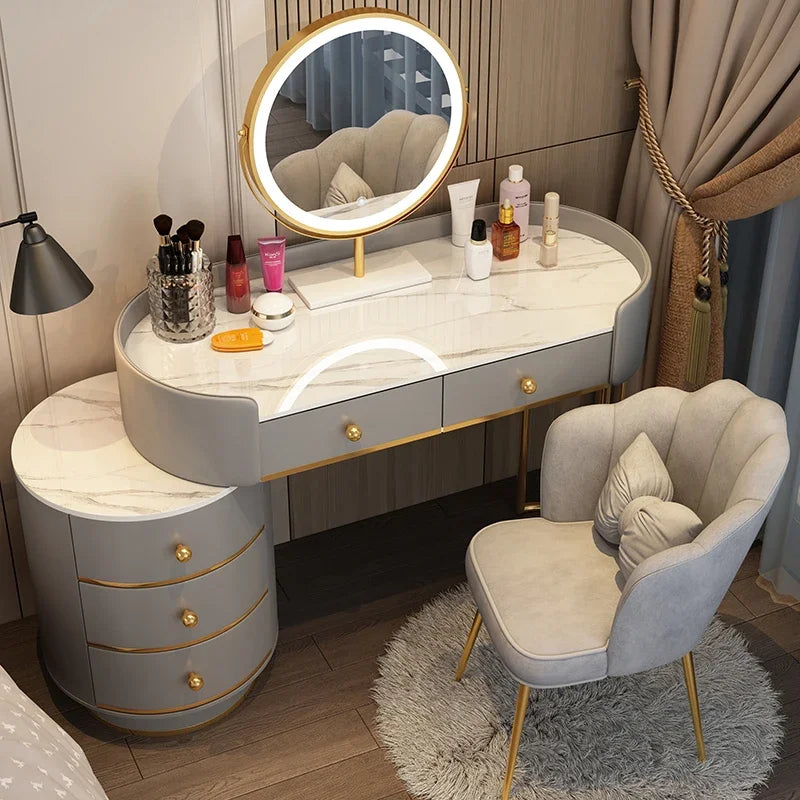 Pink White Vanity Table Women Luxury Nail European