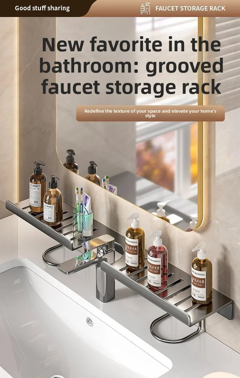 No Drill Stainless Steel Sink Organizer Wall Mounted