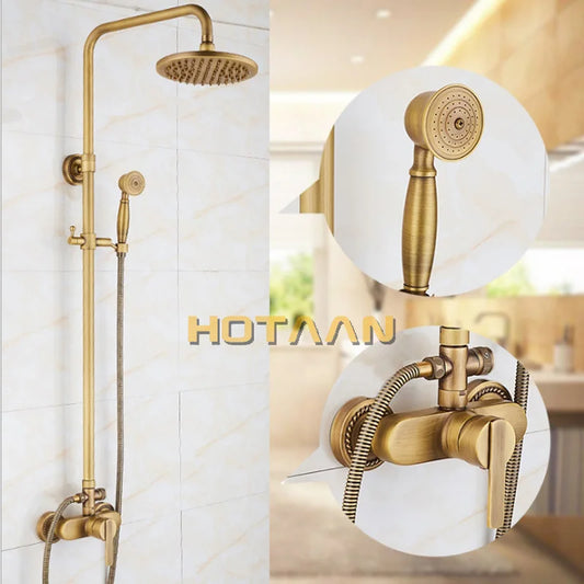 Wall Mounted Mixer Valve Rainfall Antique Brass Shower
