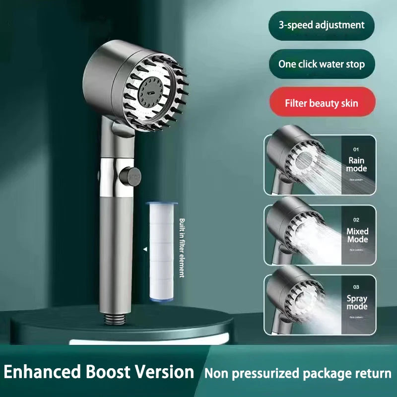 High Pressurized Filter Shower Head 3-Mode Adjustable Spray