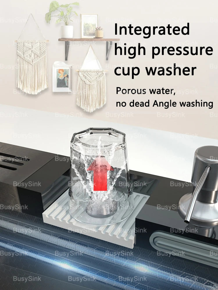 Stainless Steel Waterfall Sink Extra Large Bowl Digital