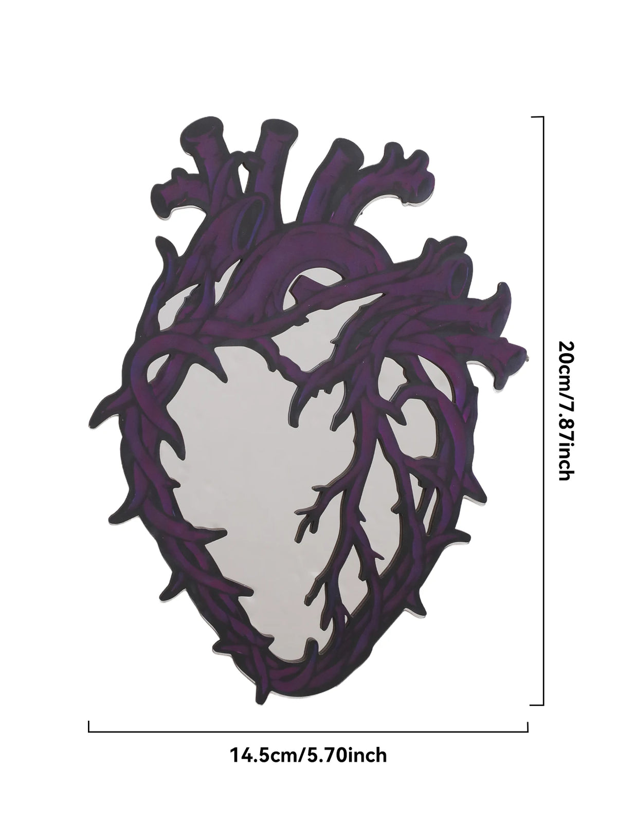 Purple Gothic Barbed Wire Heart Wall Mirror Witchy