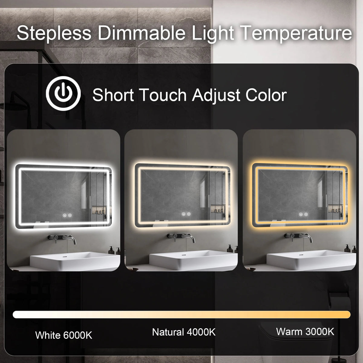 36x24 Inch Led Bathroom Mirror Vanity Mirrors Backlit