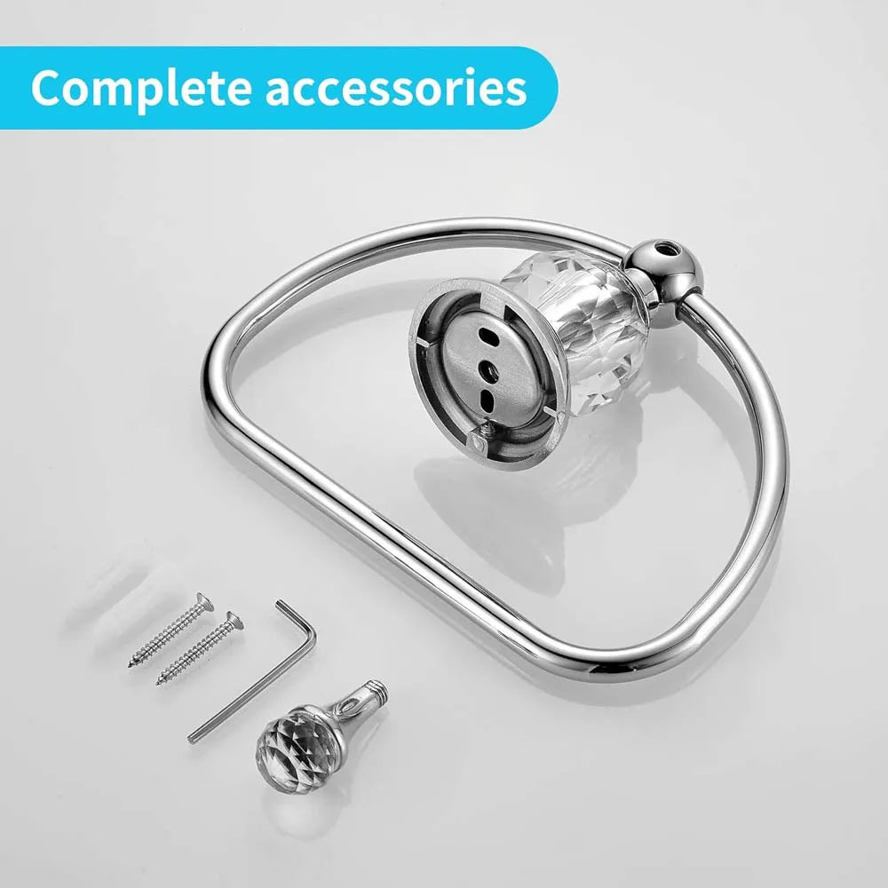 Luxury Crystal Gold Bathroom Hardware Wall Mounted Retractable