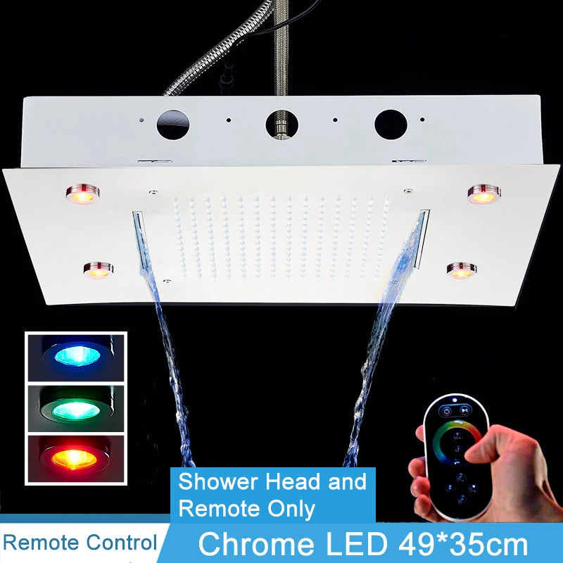 Shinesia Black Thermostat Rainfall Concealed Shower Led Hidden