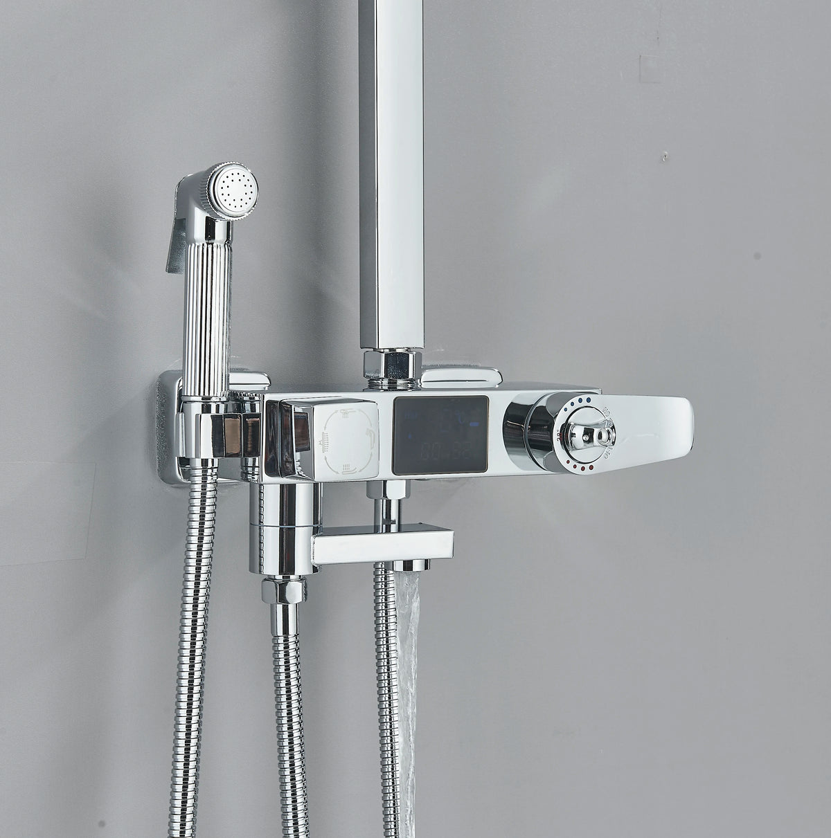 Chrome/Black Thermostat Shower Faucet Ways Bathroom Faucet