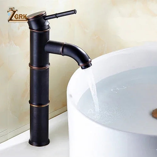 Zgrk Black Waterfall Bathroom Sink Faucet Vessel Tall