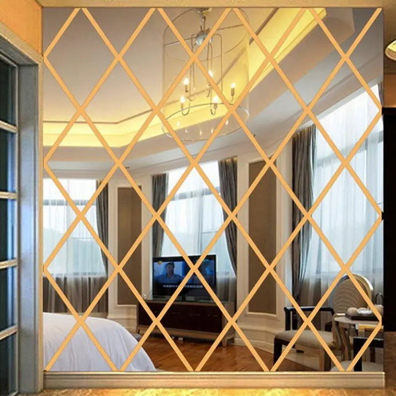 3d Mirror Stickers Diy Acrylic Triangles Self-Adhesive Diamonds
