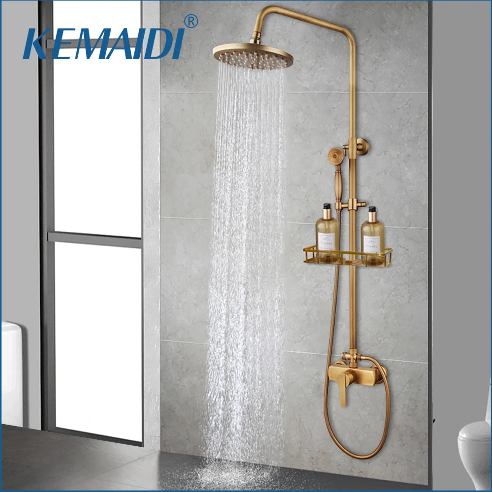 Kemaidi Antique Shower Bathroom Bath Shower Faucet W/Shelf