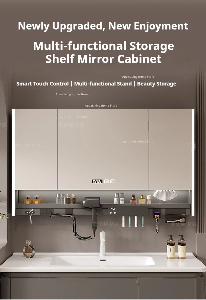Modern Smart Bathroom Mirror Cabinet Wall-Mounted Vanity Mirror