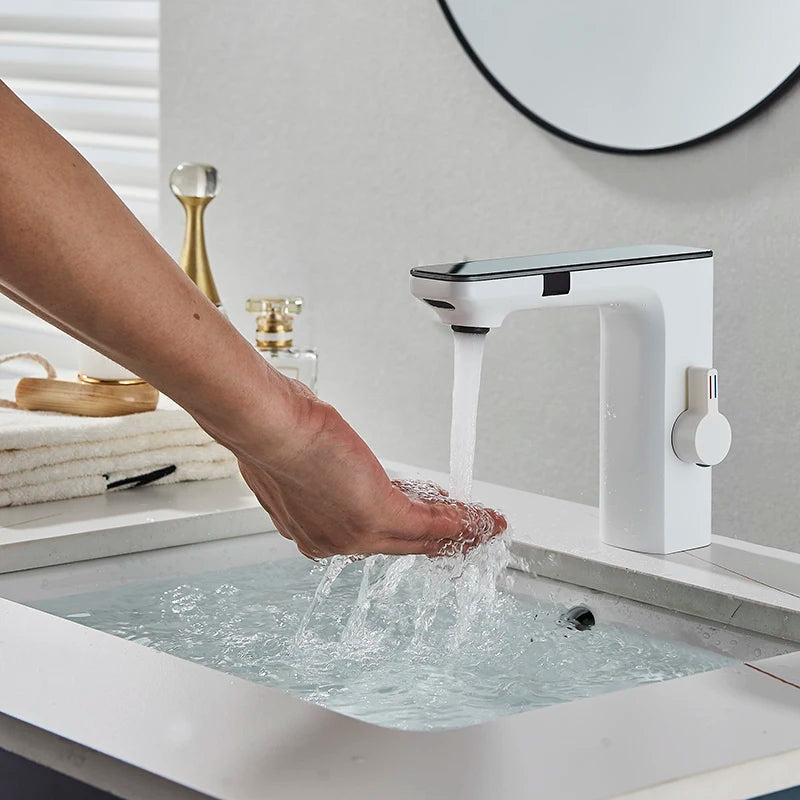 Luxury Silver Gray Smart Lcd Daul Sensor Bathroom