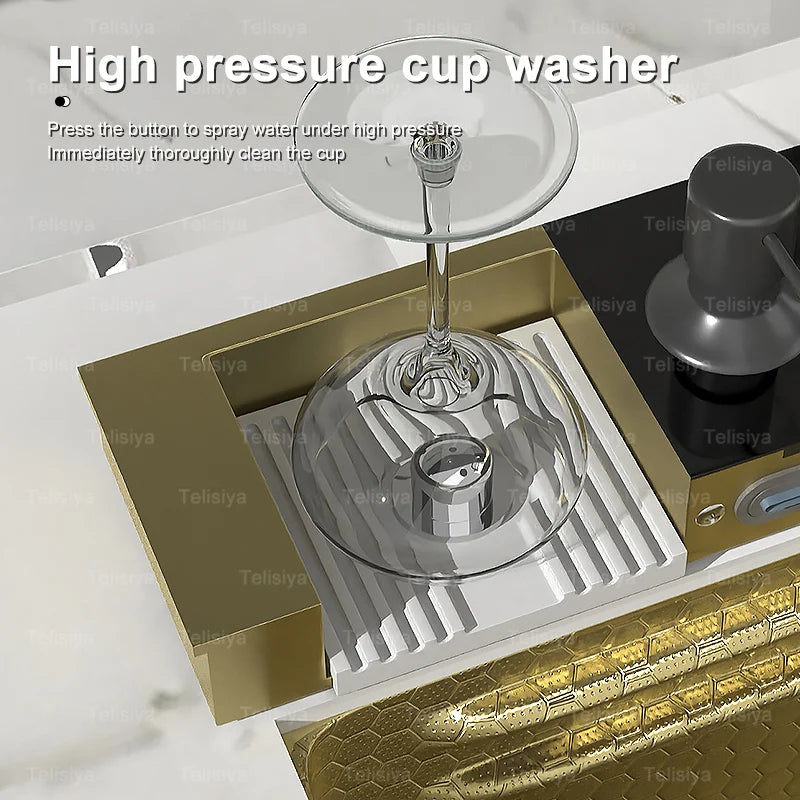 Gold Stainless Steel Sink Scratch Wear Resistant Wash