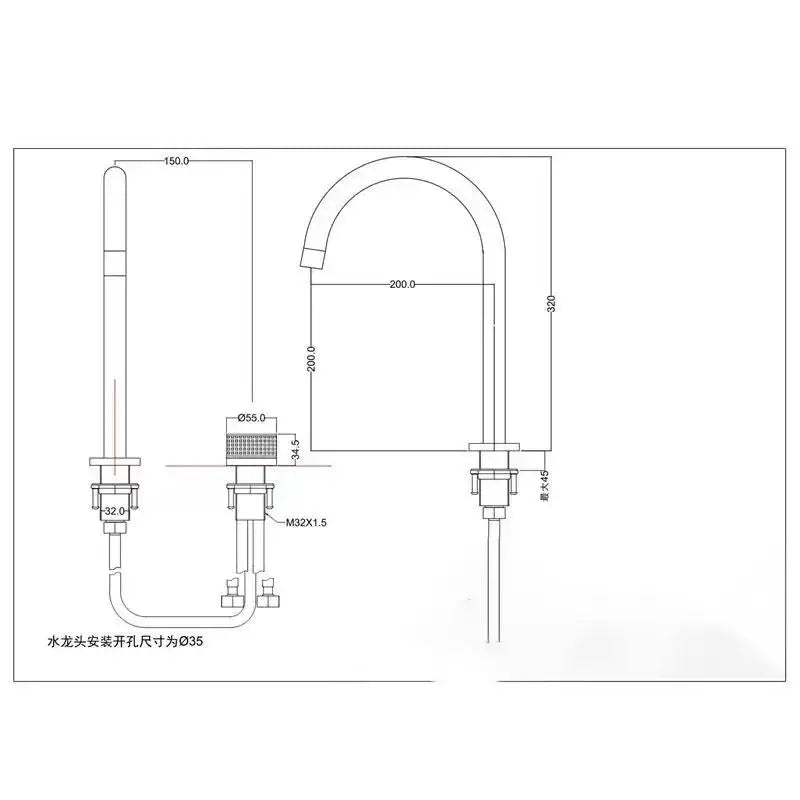 Two Holes Widerspread Brass Basin Faucet 360 Rotating