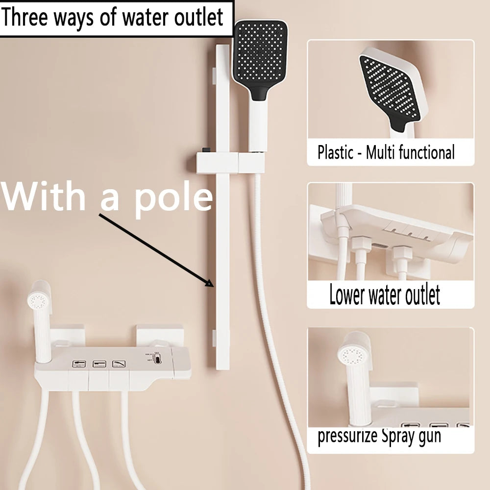 Wall Mounted Bathtub Faucet Multi-Functional Brass Body Height