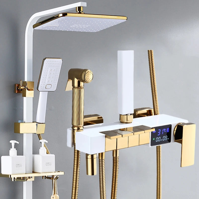 Piano Digital Display Thermostatic Bathroom Shower Cold Brass