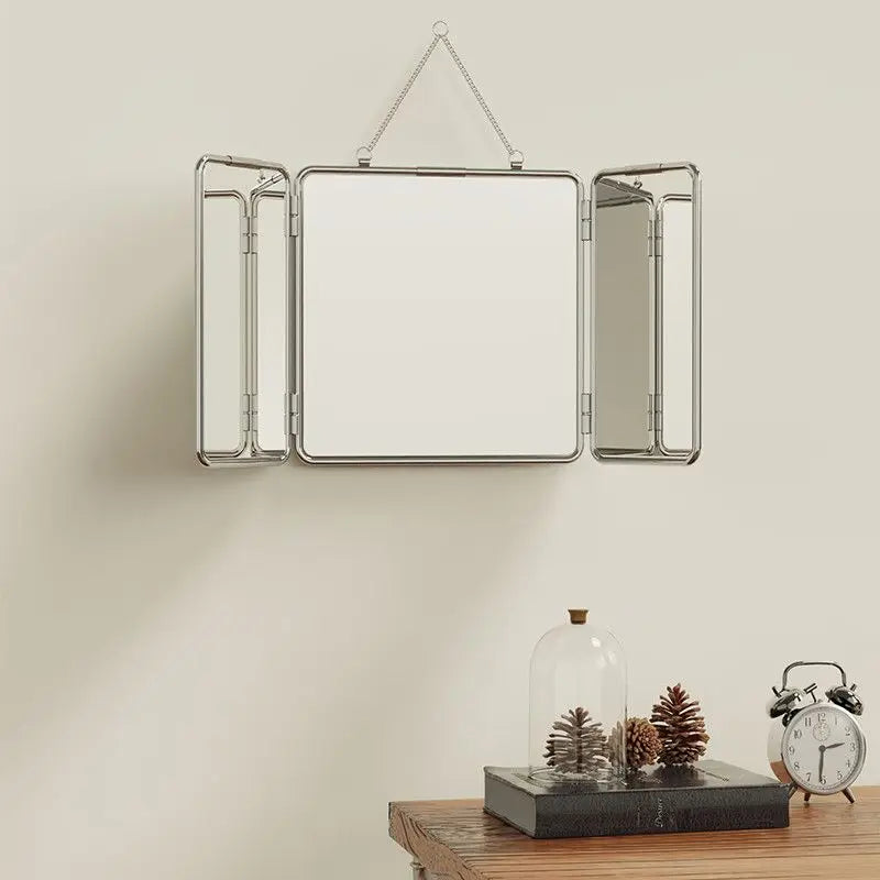 Square Modern Wall Mirrors Trifold Bathroom Mirror Stainless