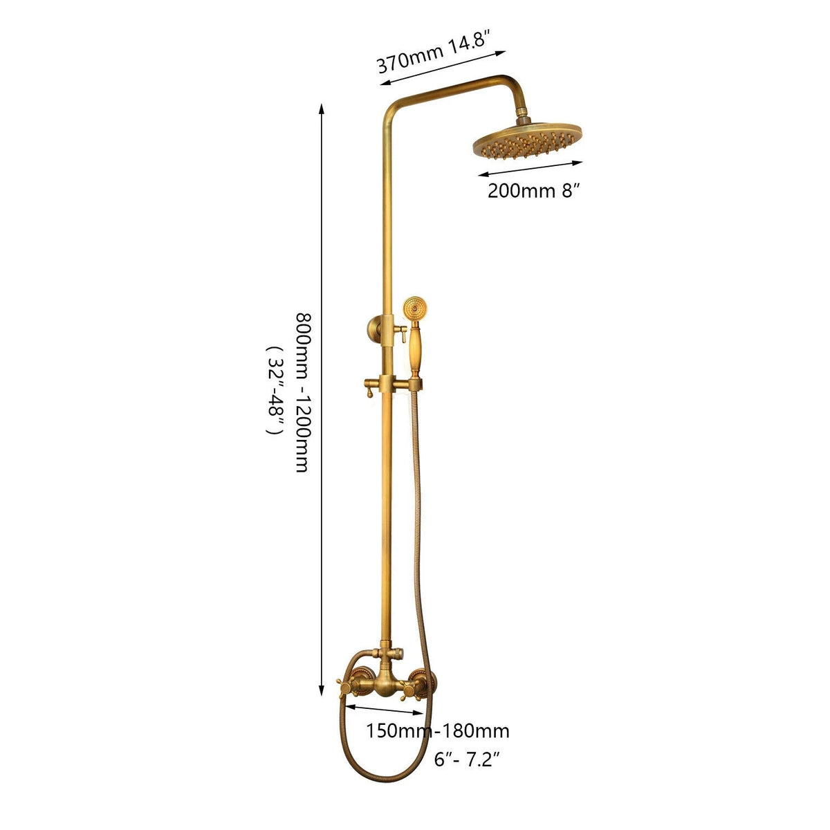 Kemaidi Brass Antique Wall Mount Shower Faucet Handle
