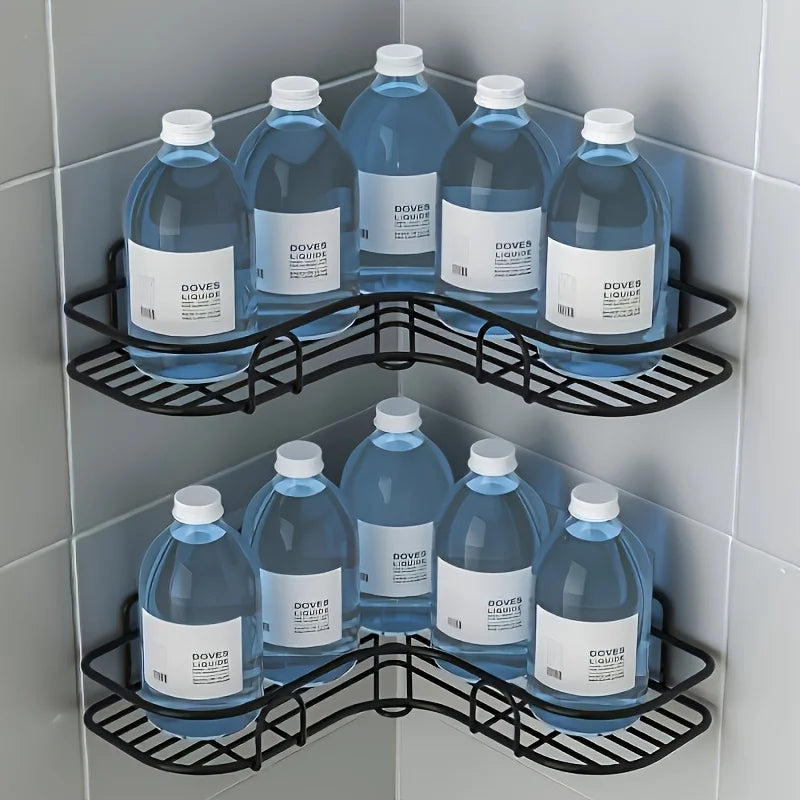 No-Drill Wall-Mounted Triangular Bathroom Shelf Corner Storage -