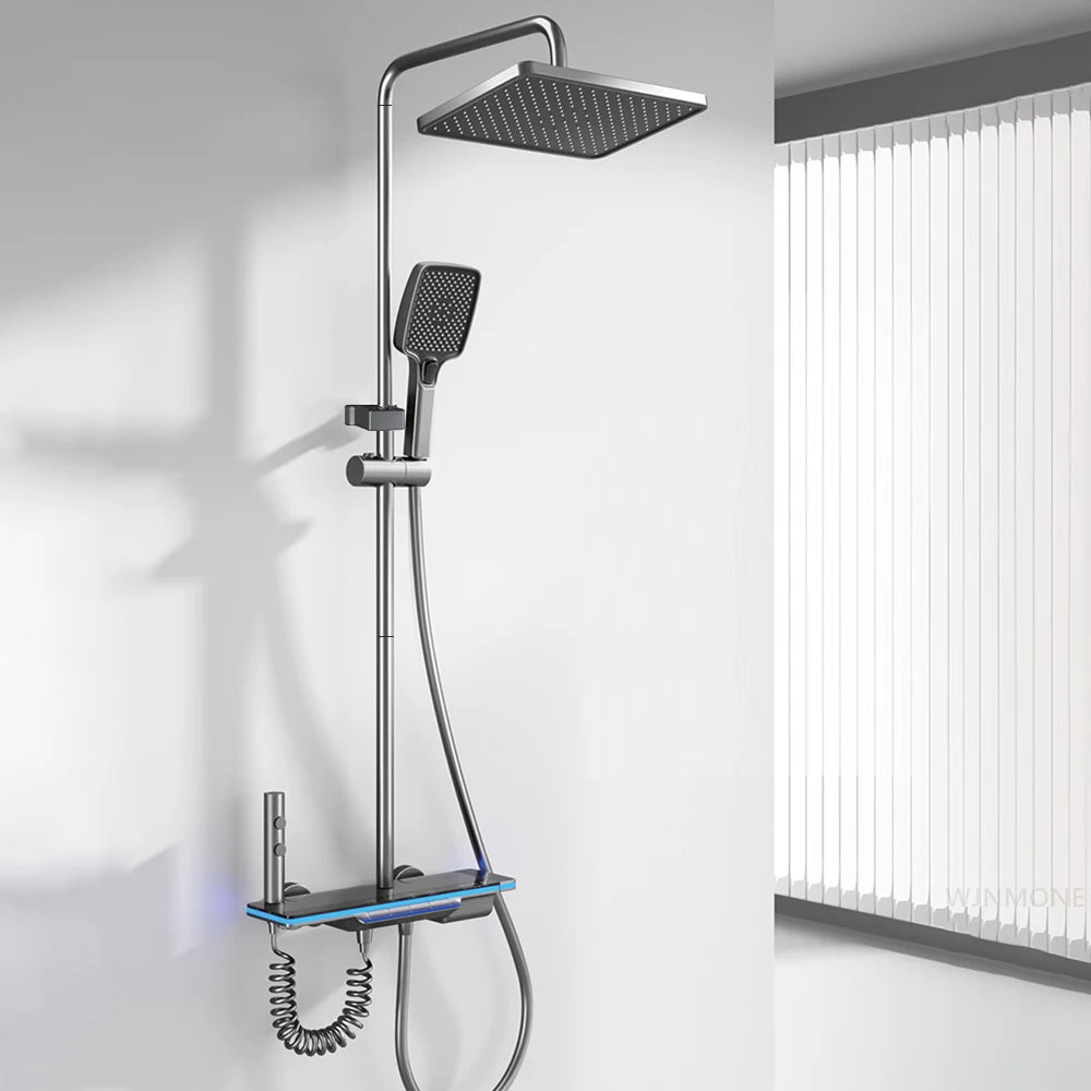 Luxury Smart Digital Temperature Shower System Bathroom Rain