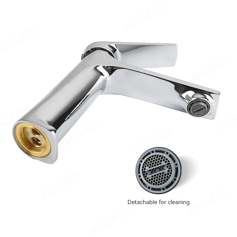 Brass Core Modern Bathroom Sink Faucet Handle Deck