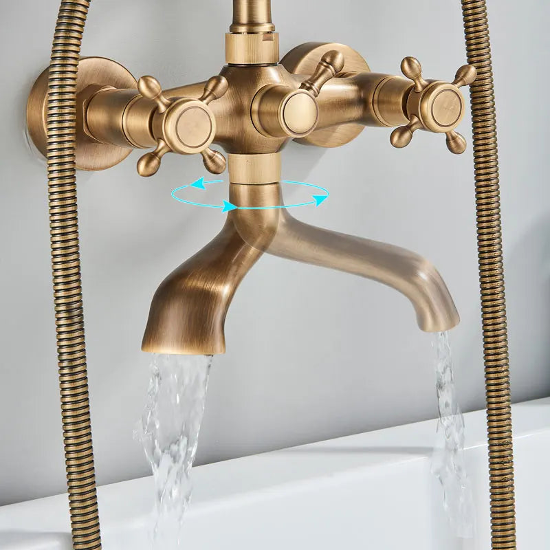Antique Brass Bathtub Shower Faucet Bronzed Bath Shower