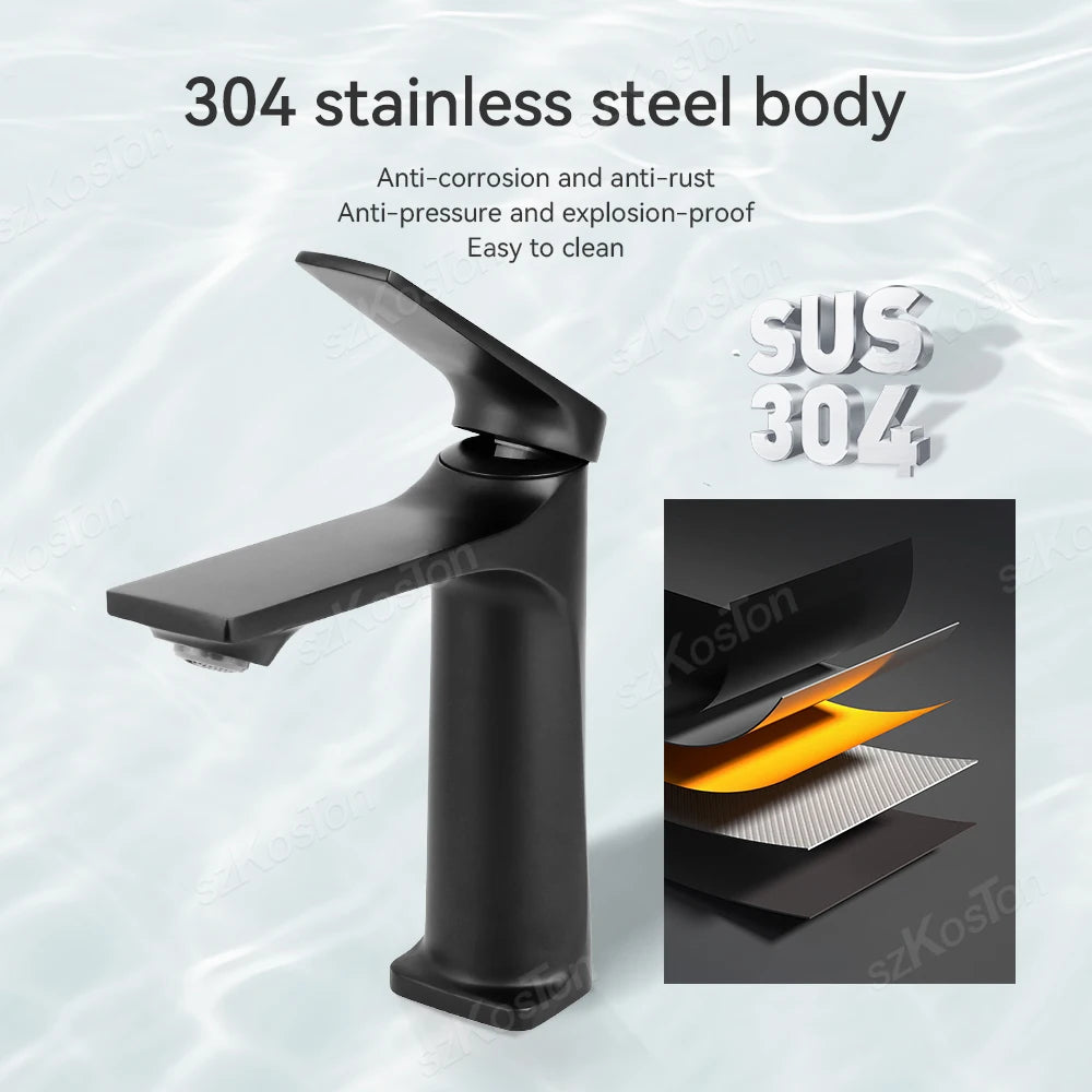 Brass Core Modern Bathroom Sink Faucet Handle Deck