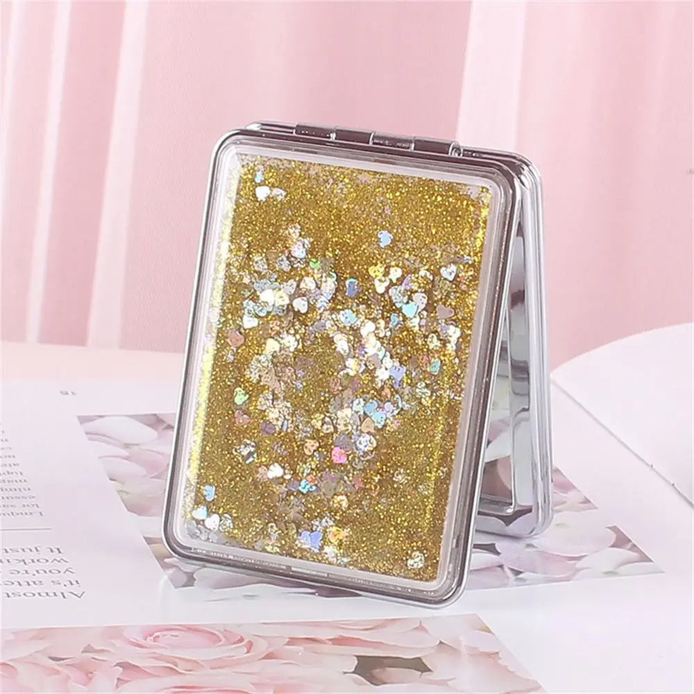 Quicksand Makeup Mirror Shiny Bling Magnifying Foldable Mirror