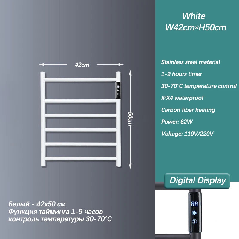 Stainless Steel Electric Heated Towel Rack Touch Screen