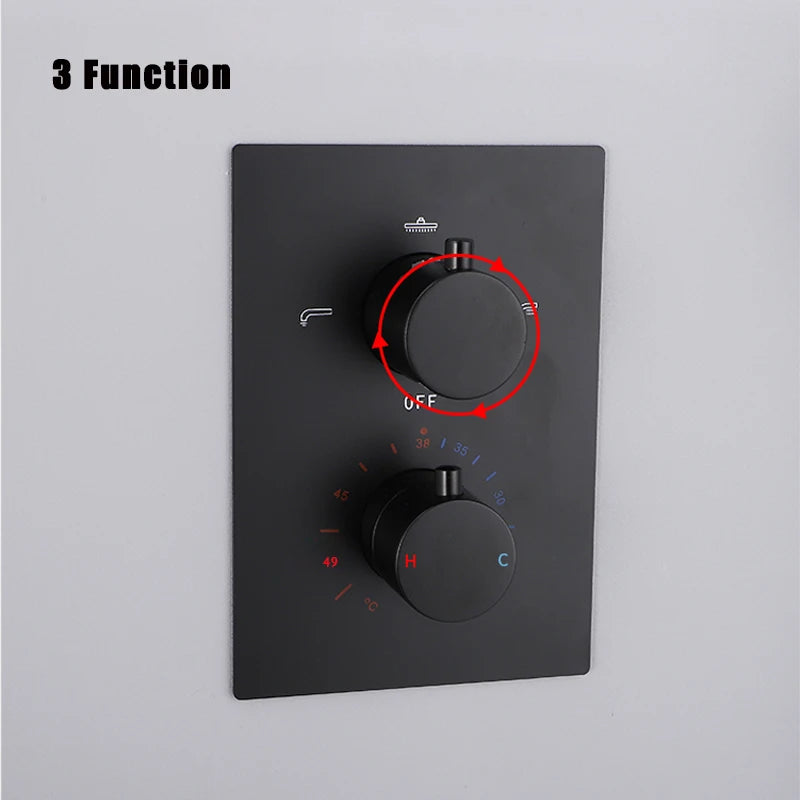 Langyo Matte Black Thermostatic Shower Faucet Mixing Valve