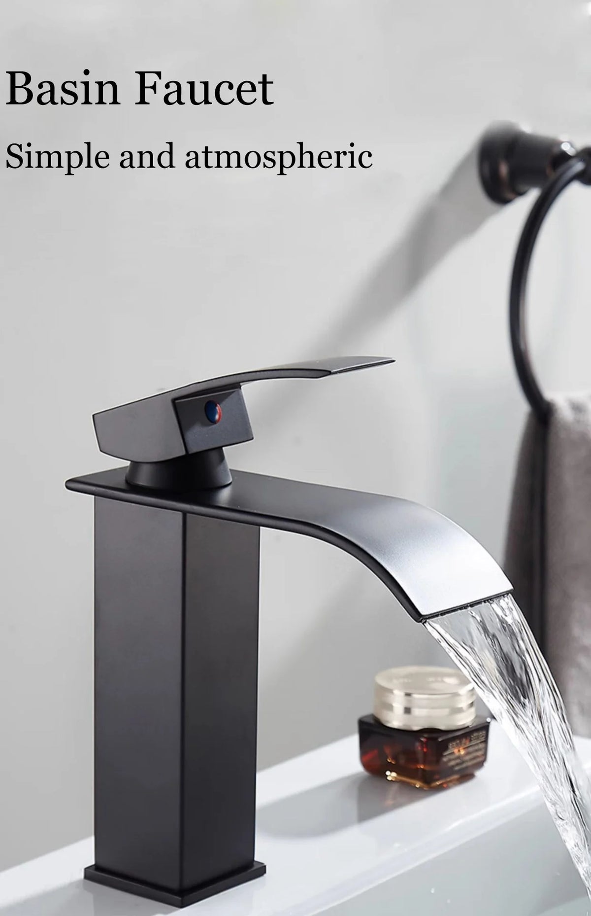 Splash-Proof Dual Control Countertop Waterfall Faucet Bathroom