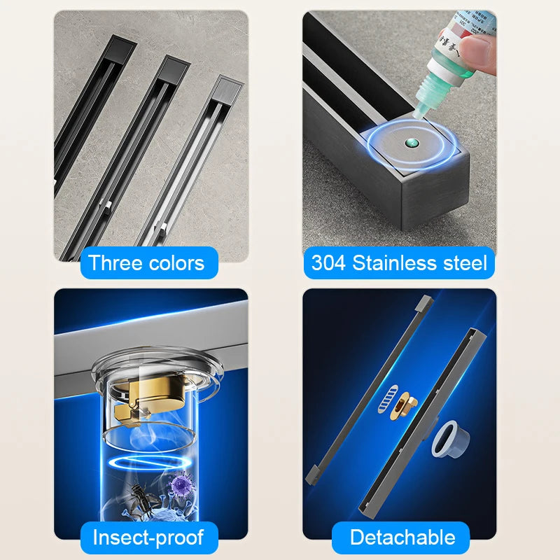 2cm Wide Floor Drain Stainless Steel Linear Narrow