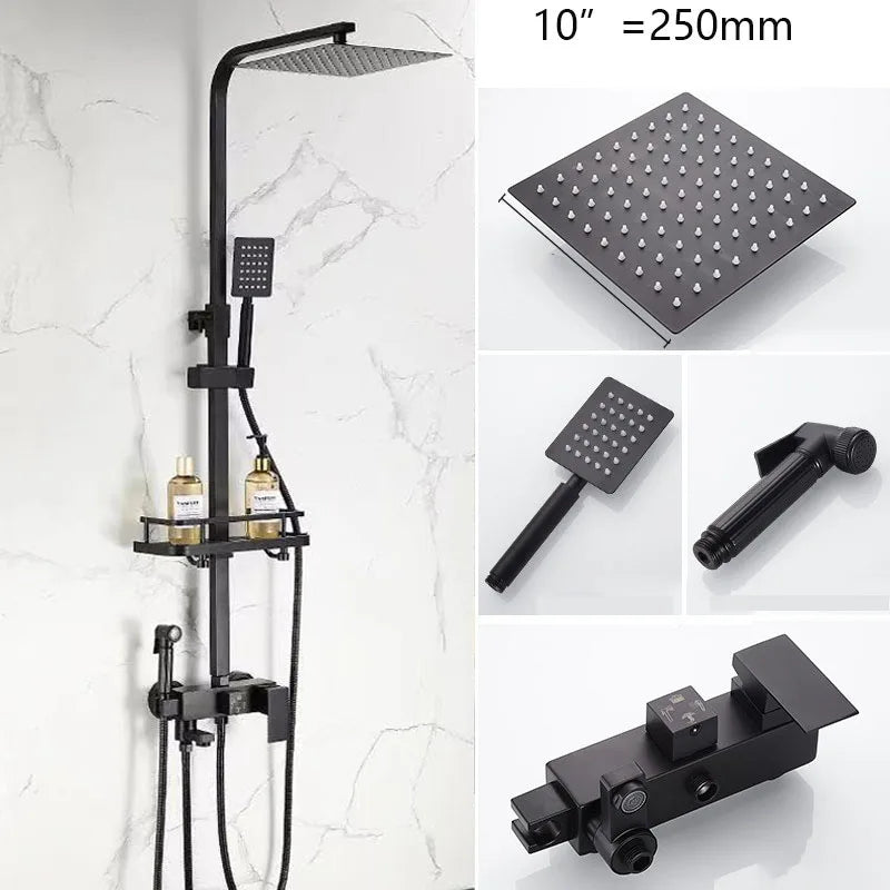 Sinlaku Rainfall Bathroom Shower Faucet Rack Shelf Bathtub