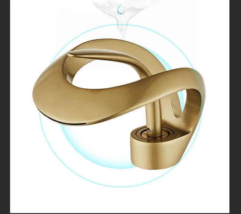 Black Bathroom Basin Taps Handle Waterfall Faucet Solid