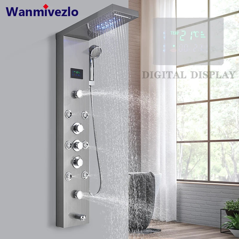 Led Light Bathroom Shower Faucet Led Rainfall Shower