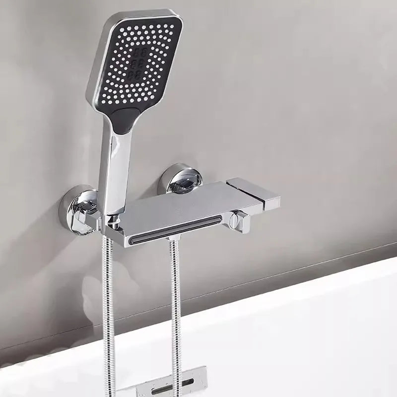 Tuqiu Gray Bathtub Shower & Cold Black Bathroom