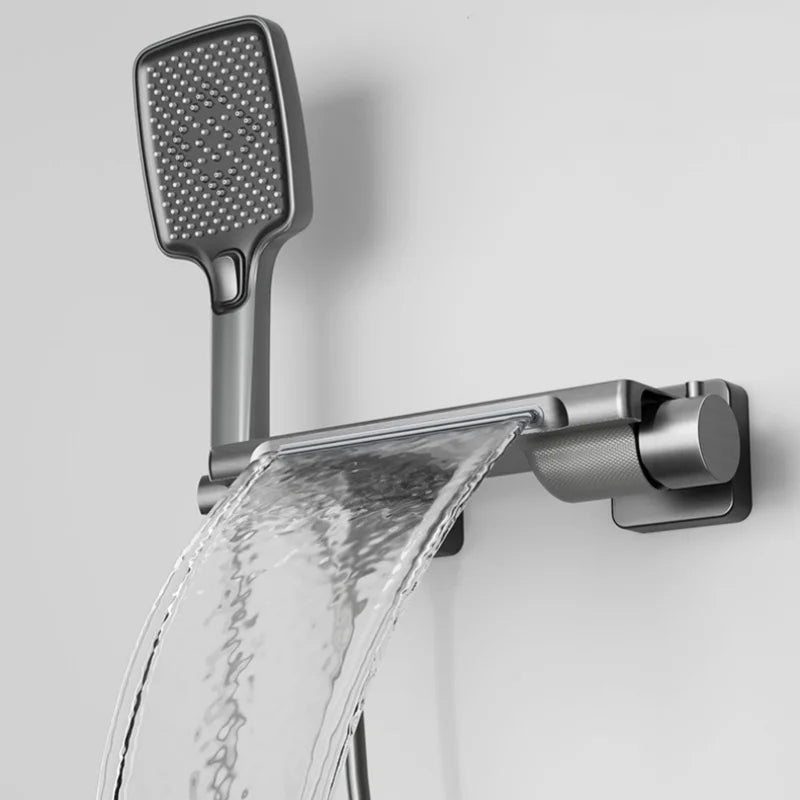 Bathtub Faucet Shower Waterfall Bathroom Wall Mounted Brass