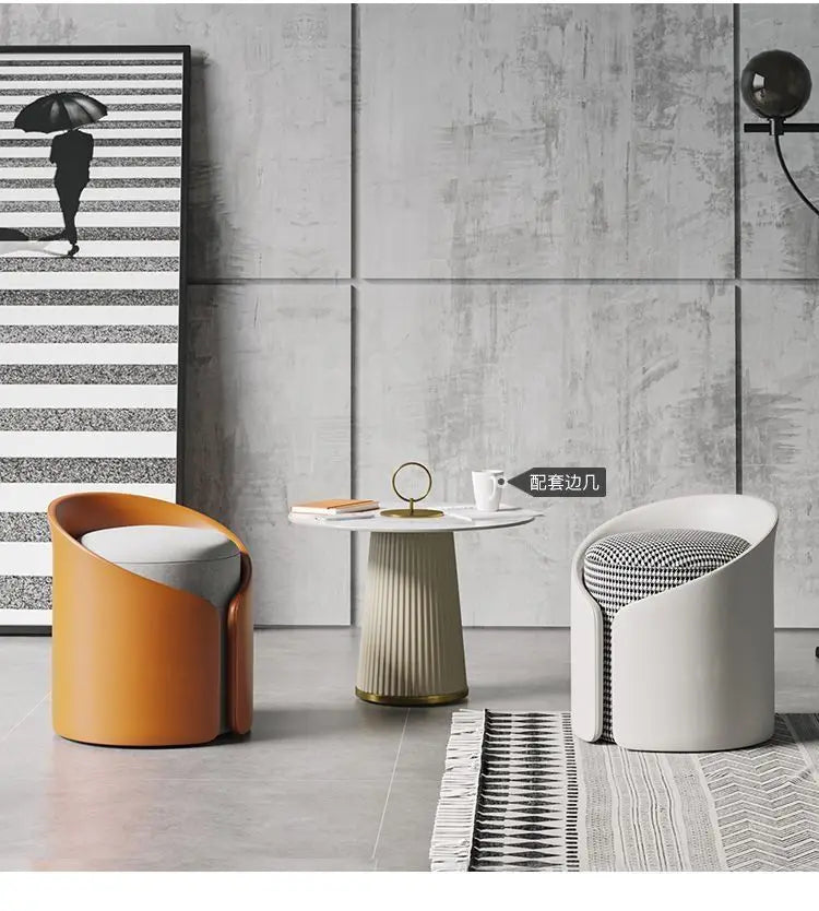 Nordic-Style Round Pouf Versatile Multipurpose Stool Vanity Shoe