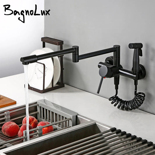 Black Cold Pull Out Mixer Tap Pot Filler