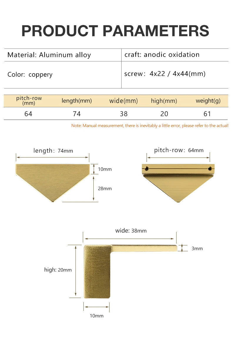 Brushed Brass Gold Drawer Small Handle Half Moon