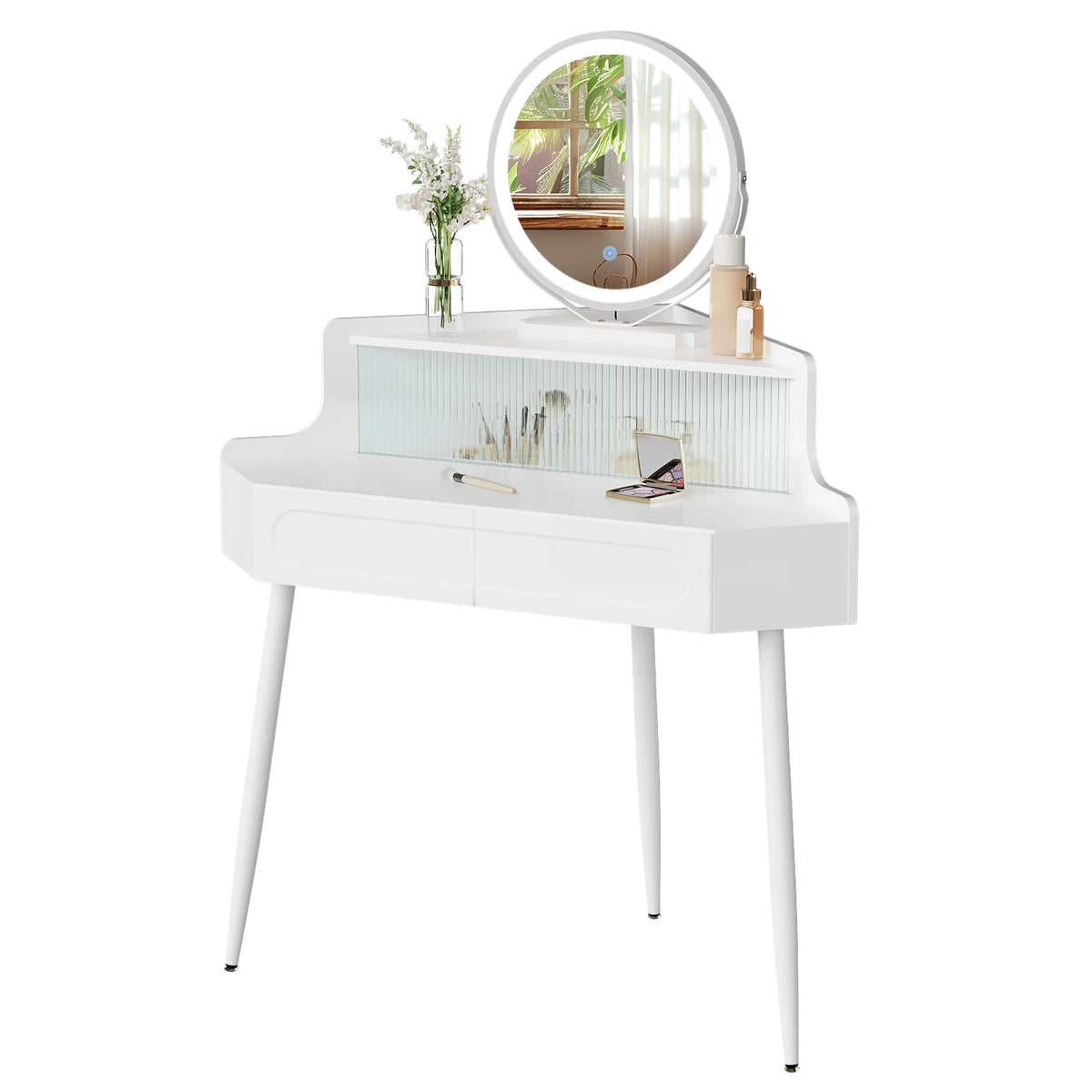 Woltu White Dresser Vanity Corner Dressing Table Mirror