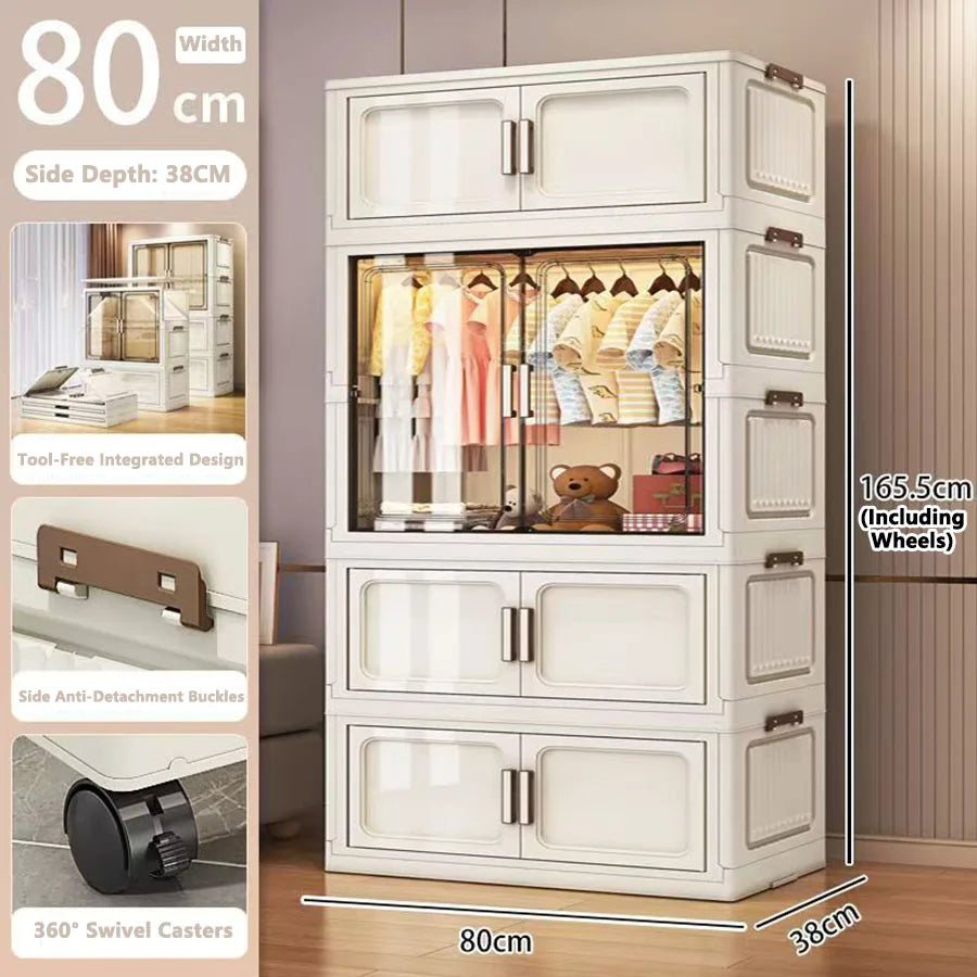 Multi-Functional Folding Storage Cabinet Doors White/Black/Gray