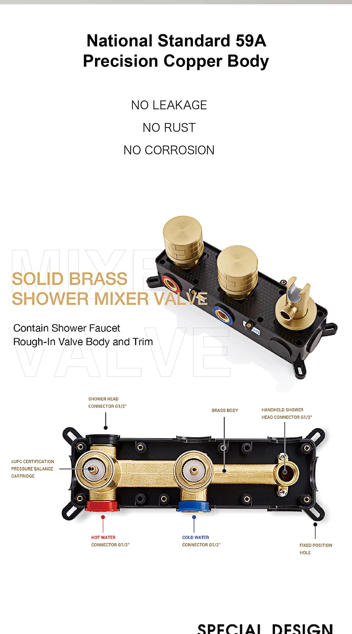 Luxury Brass Brushed Gold Wall Mounted Bathroom Faucet