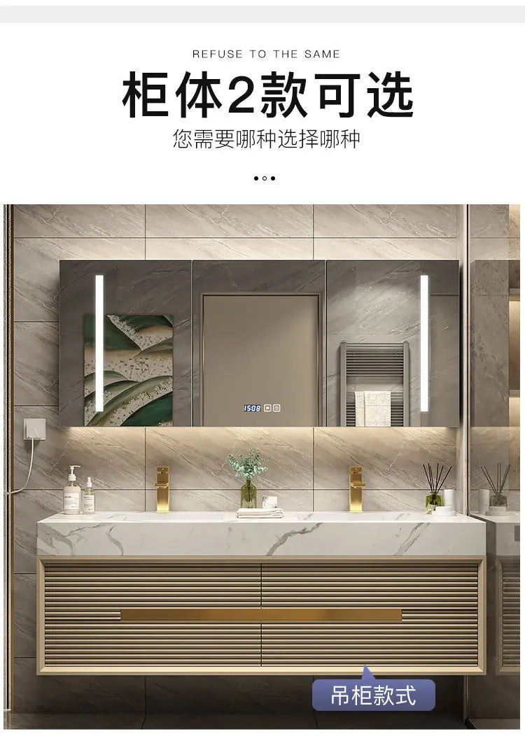 Light Luxury Bathroom Cabinet Rock Plate Washstand Modern